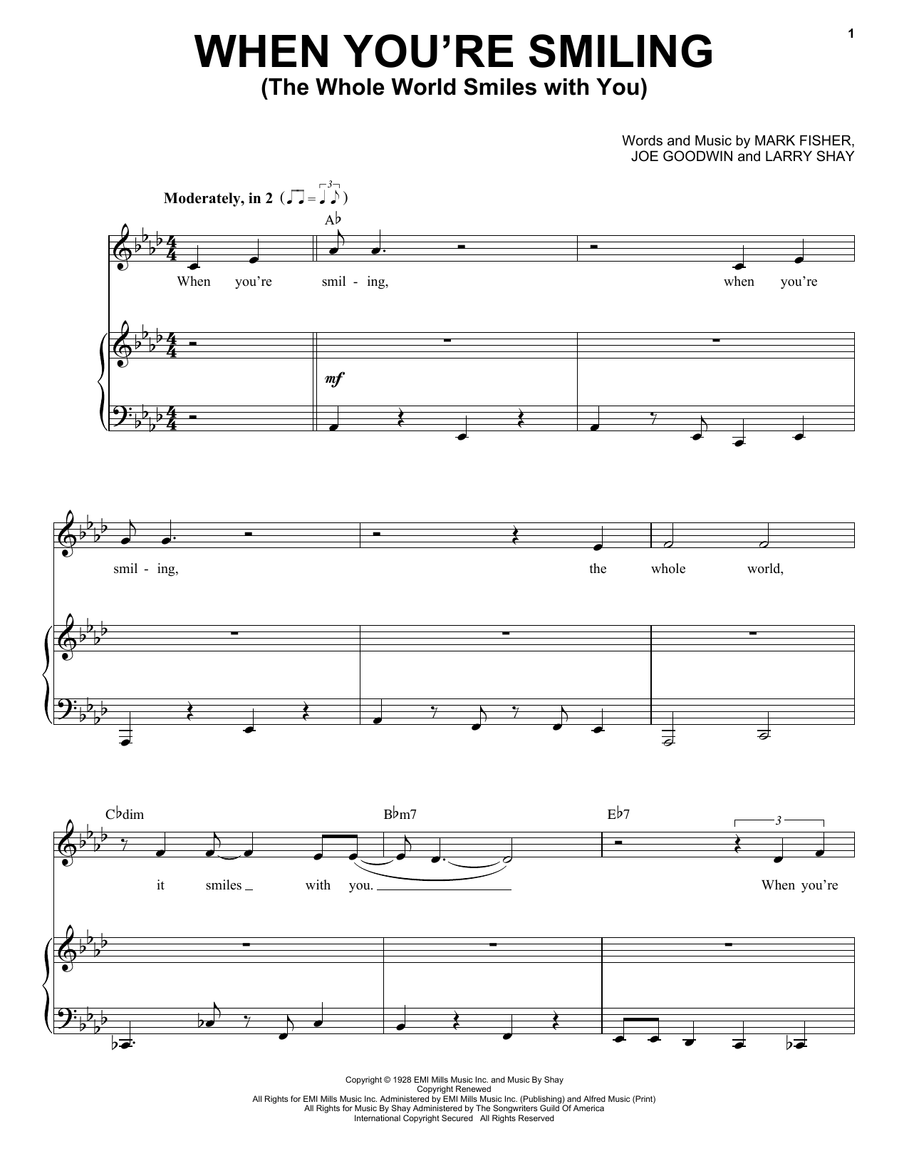 Michael Bublé When You're Smiling sheet music notes and chords arranged for Piano & Vocal