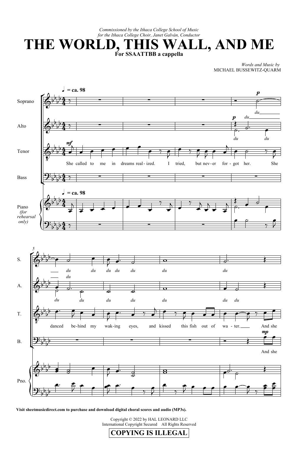 Michael Bussewitz-Quarm The World, This Wall, And Me sheet music notes and chords arranged for Choir