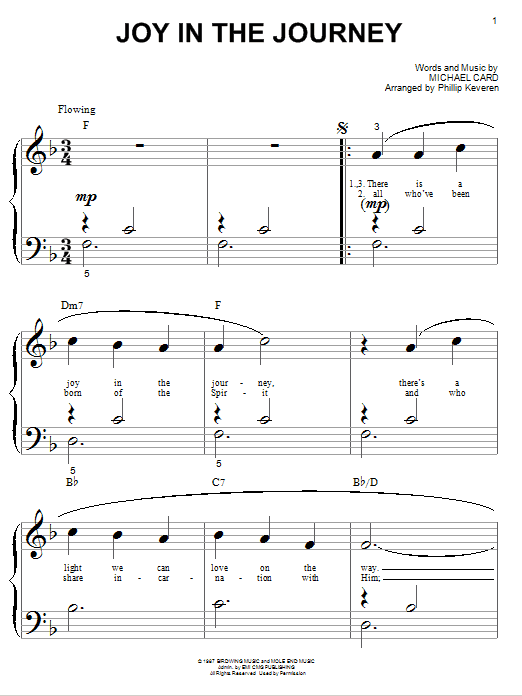 Michael Card Joy In The Journey (arr. Phillip Keveren) sheet music notes and chords arranged for Big Note Piano