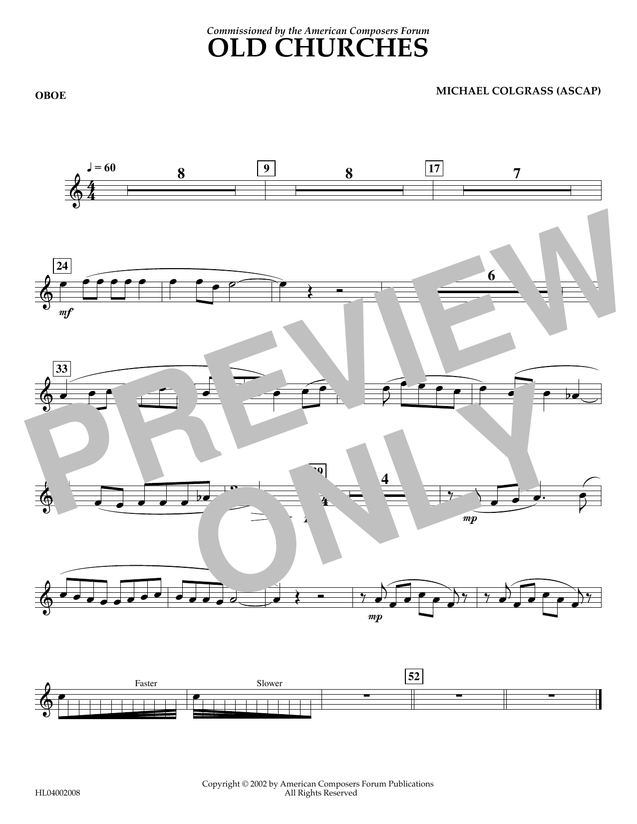 Michael Colgrass Old Churches - Oboe sheet music notes and chords arranged for Concert Band
