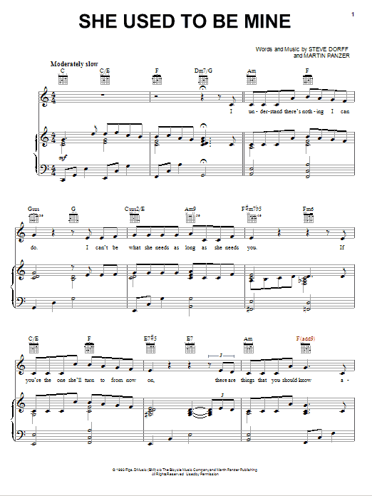 Michael Crawford She Used To Be Mine sheet music notes and chords arranged for Piano, Vocal & Guitar Chords (Right-Hand Melody)