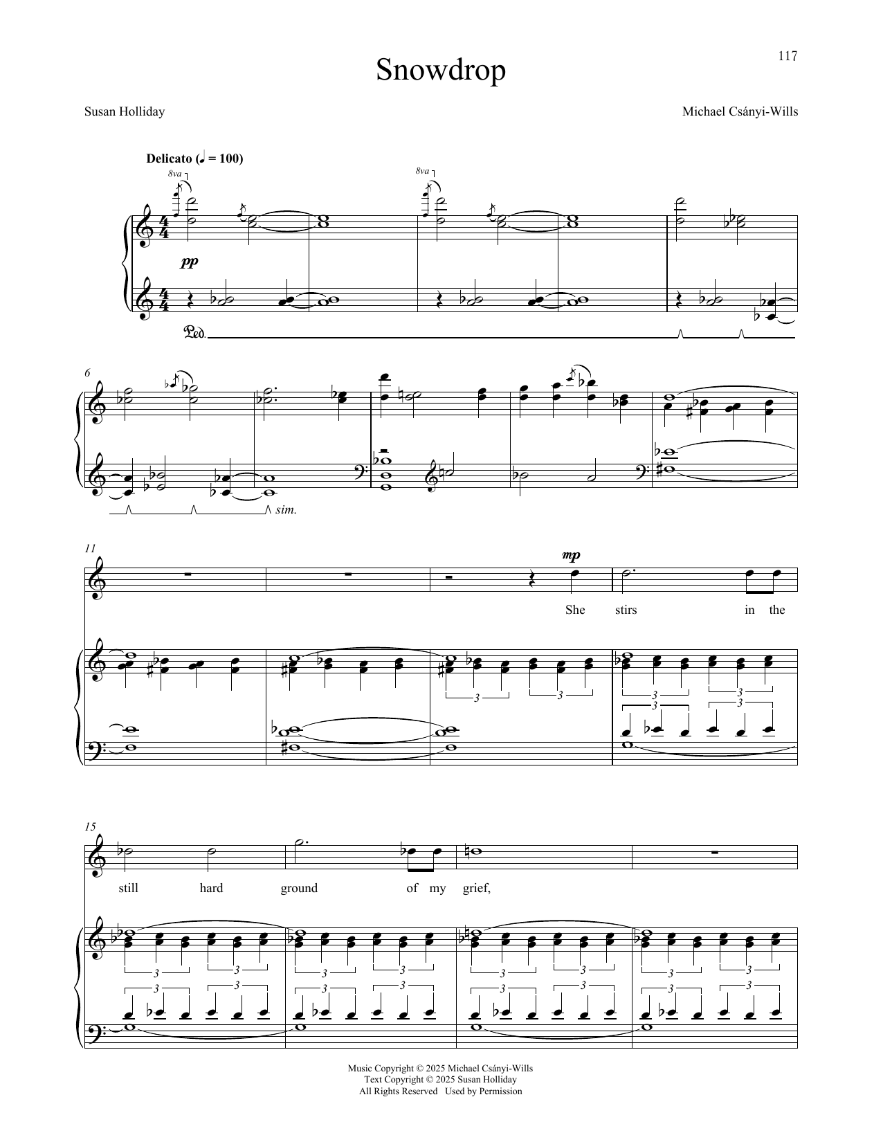 Michael Csányi-Wills Snowdrop sheet music notes and chords arranged for Piano & Vocal