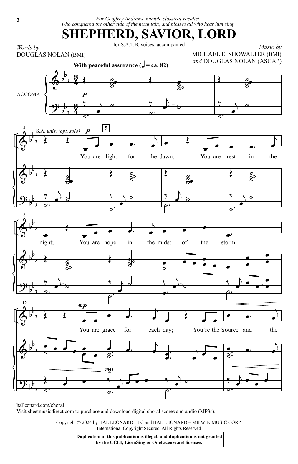 Michael E. Showalter & Douglas Nolan Shepherd, Savior, Lord sheet music notes and chords arranged for SATB Choir