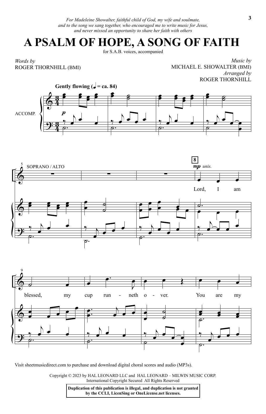 Michael E. Showalter A Psalm Of Hope, A Song Of Faith (arr. Roger Thornhill) sheet music notes and chords arranged for SAB Choir