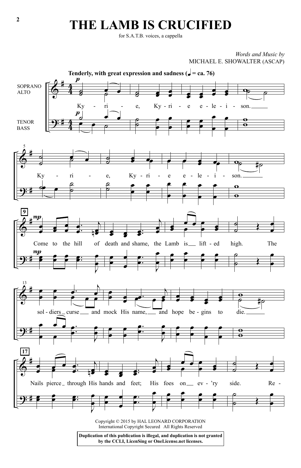 Michael E. Showalter The Lamb Is Crucified sheet music notes and chords arranged for SATB Choir