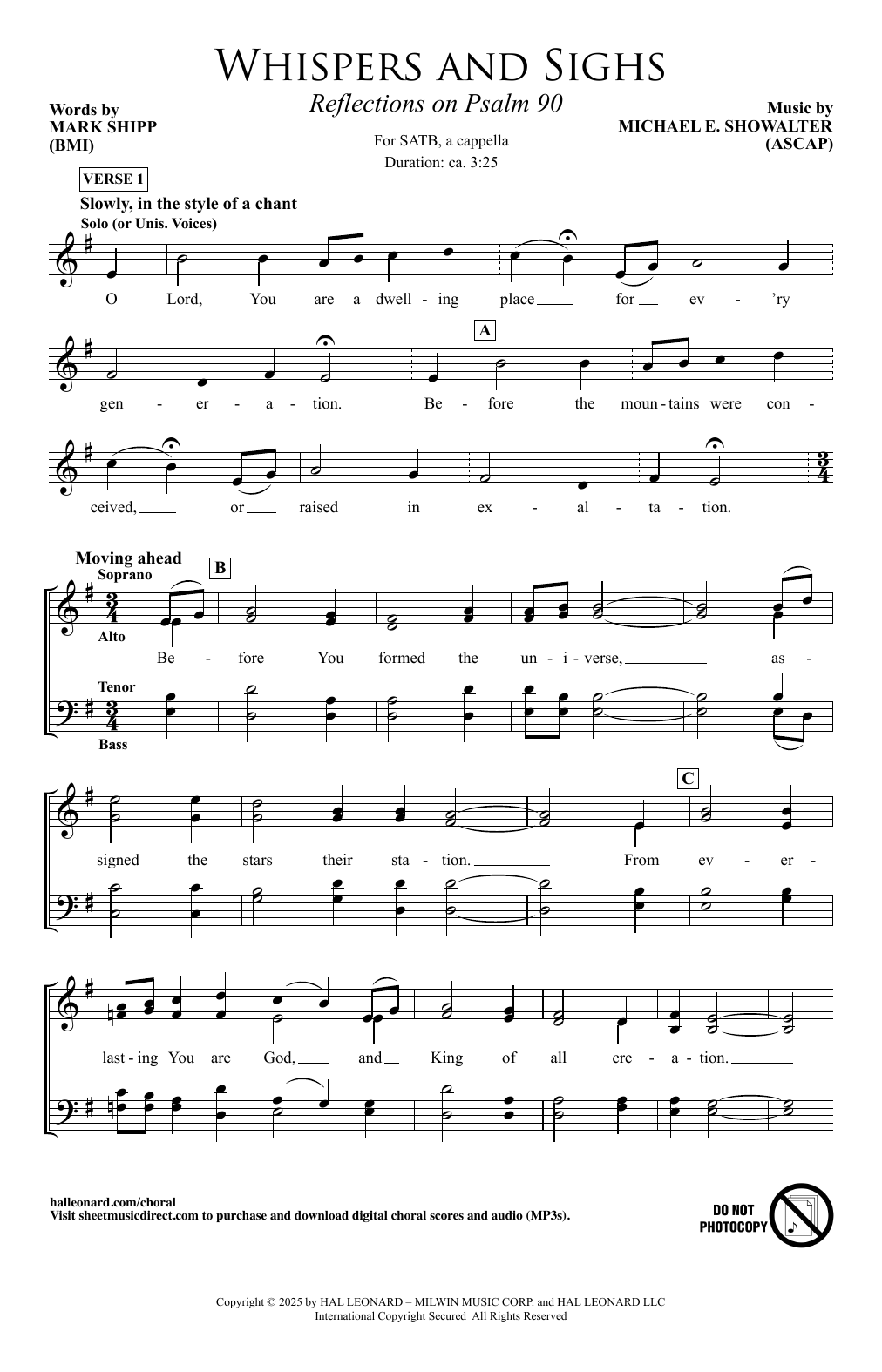 Michael E. Showalter Whispers And Sighs sheet music notes and chords arranged for SATB Choir