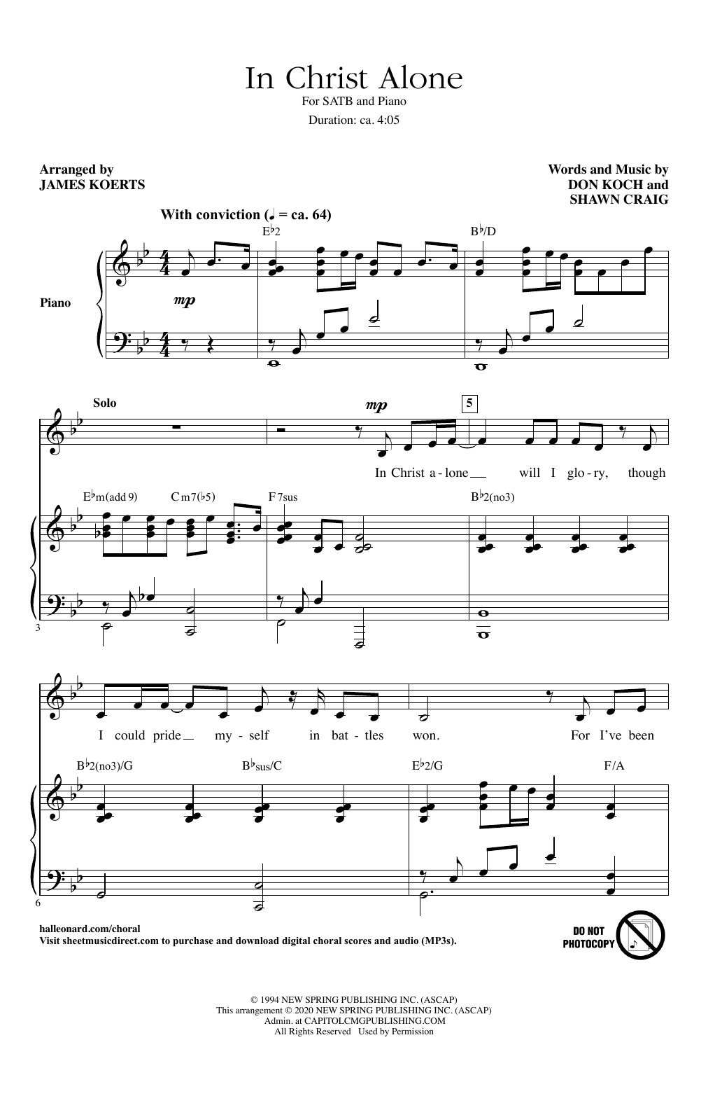 Michael English In Christ Alone (arr. James Koerts) sheet music notes and chords arranged for SATB Choir