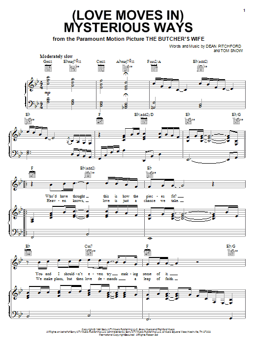 Michael English (Love Moves In) Mysterious Ways sheet music notes and chords arranged for Piano, Vocal & Guitar Chords (Right-Hand Melody)