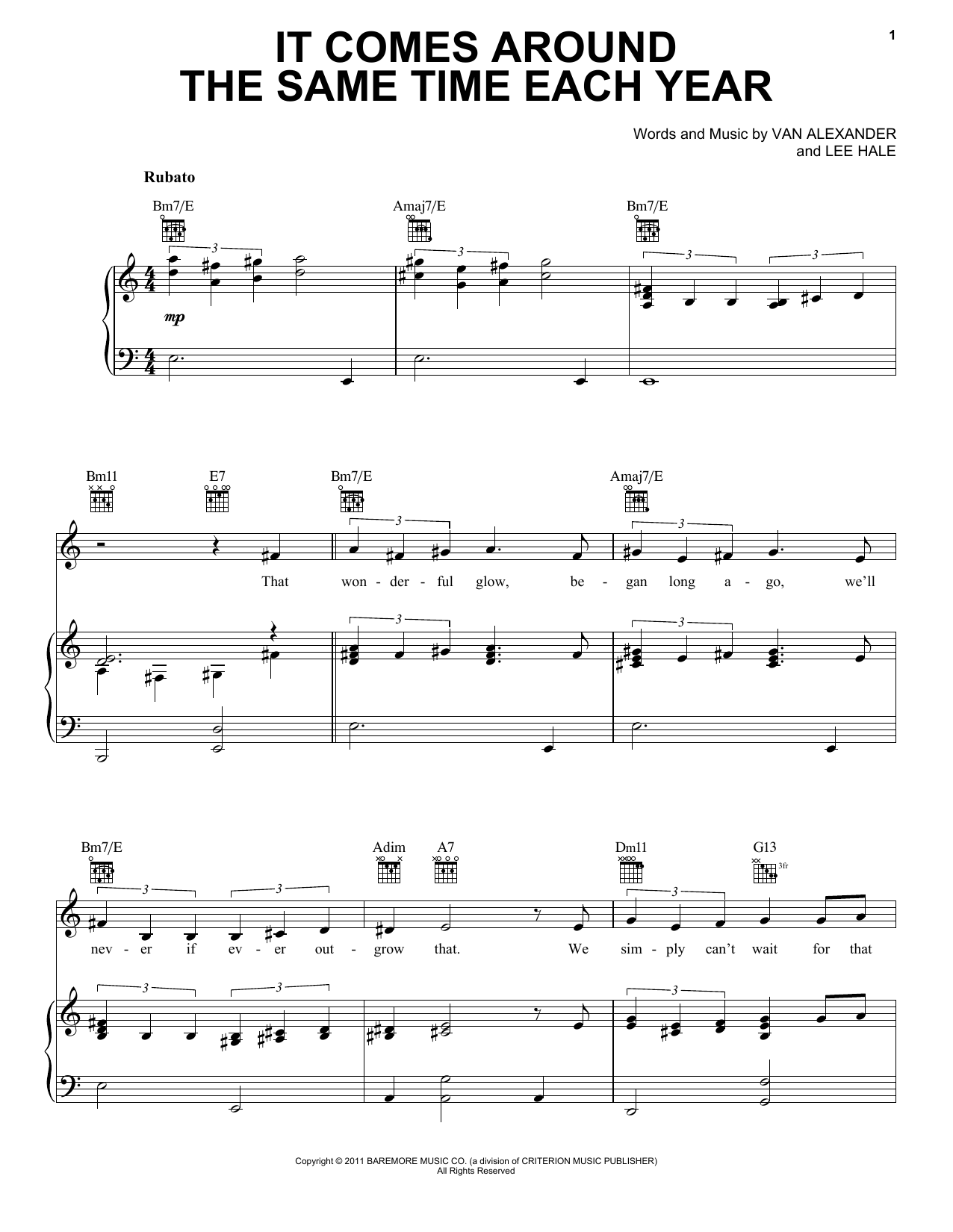 Michael Feinstein It Comes Around The Same Time Each Year sheet music notes and chords arranged for Piano, Vocal & Guitar Chords (Right-Hand Melody)