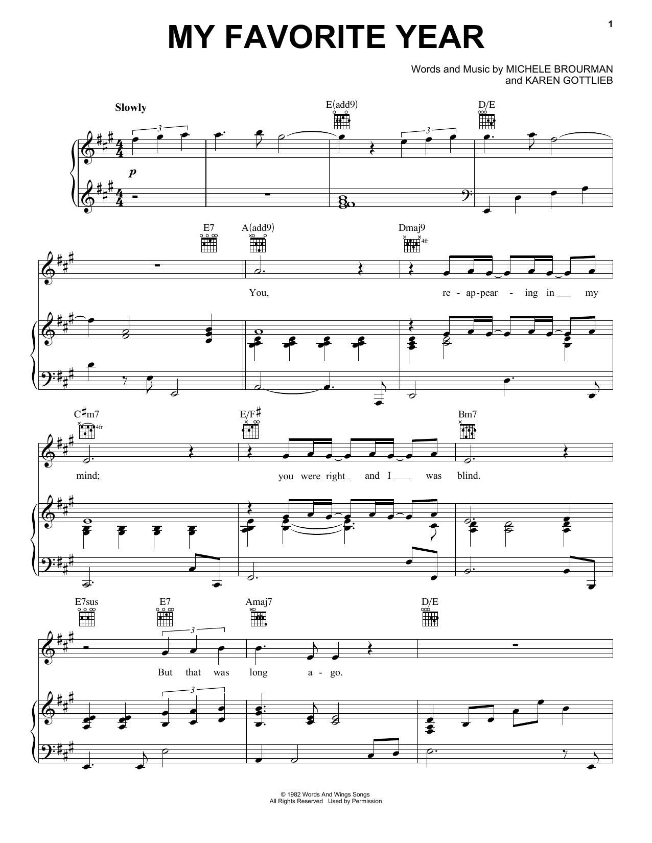 Michael Feinstein My Favorite Year sheet music notes and chords arranged for Piano, Vocal & Guitar Chords (Right-Hand Melody)