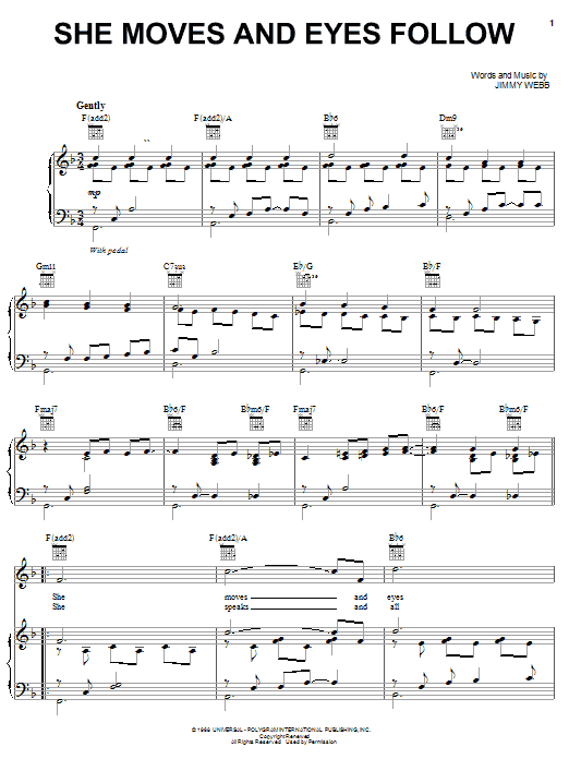 Michael Feinstein She Moves And Eyes Follow sheet music notes and chords arranged for Piano, Vocal & Guitar Chords (Right-Hand Melody)