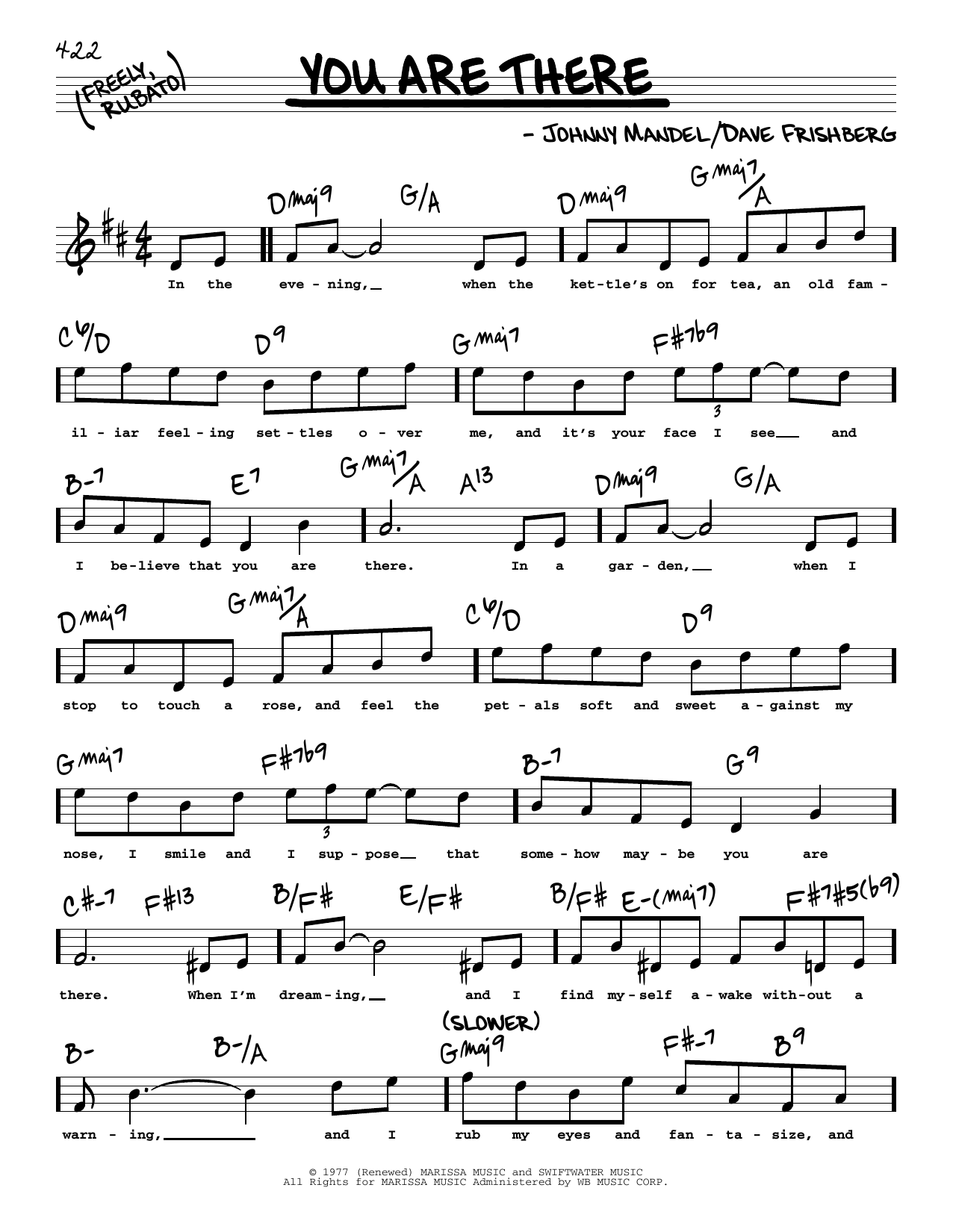 Michael Feinstein You Are There (High Voice) sheet music notes and chords arranged for Real Book – Melody, Lyrics & Chords