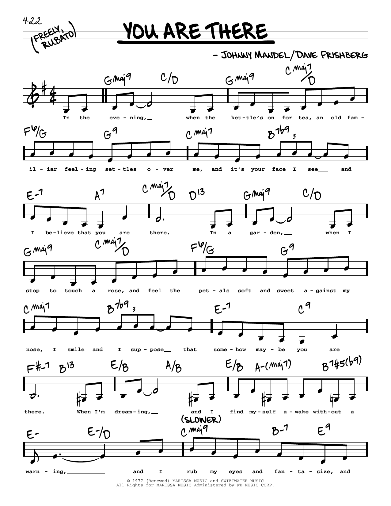 Michael Feinstein You Are There (Low Voice) sheet music notes and chords arranged for Real Book – Melody, Lyrics & Chords