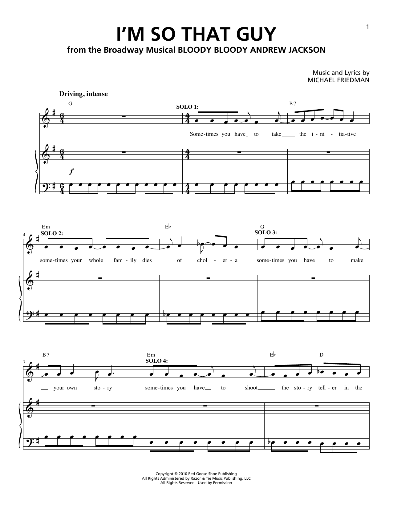 Michael Friedman I'm So That Guy sheet music notes and chords arranged for Piano & Vocal