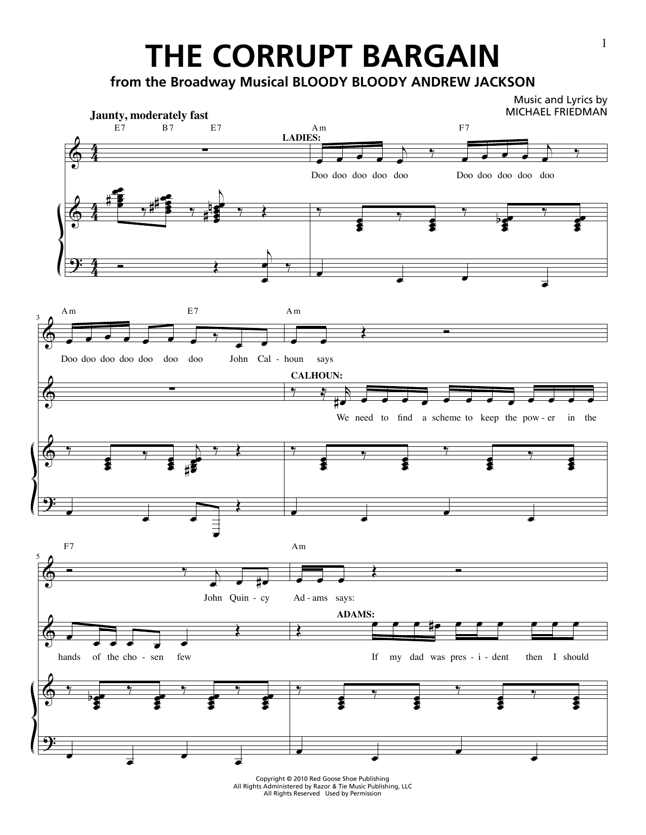 Michael Friedman The Corrupt Bargain sheet music notes and chords arranged for Piano & Vocal
