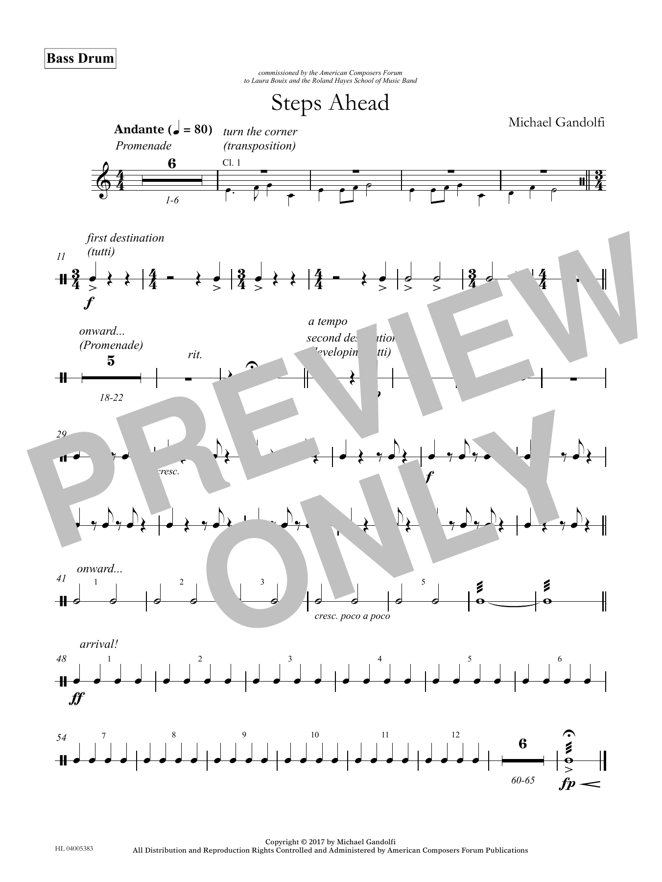 Michael Gandolfi Steps Ahead - Bass Drum sheet music notes and chords arranged for Concert Band