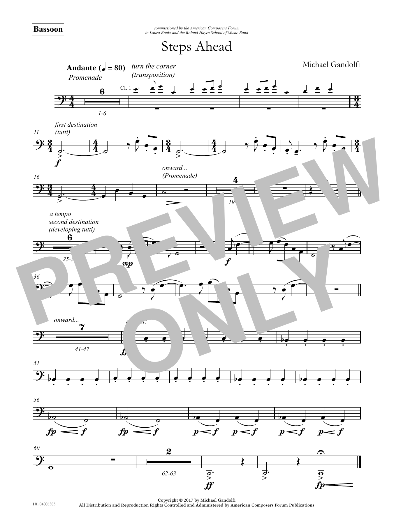 Michael Gandolfi Steps Ahead - Bassoon sheet music notes and chords arranged for Concert Band