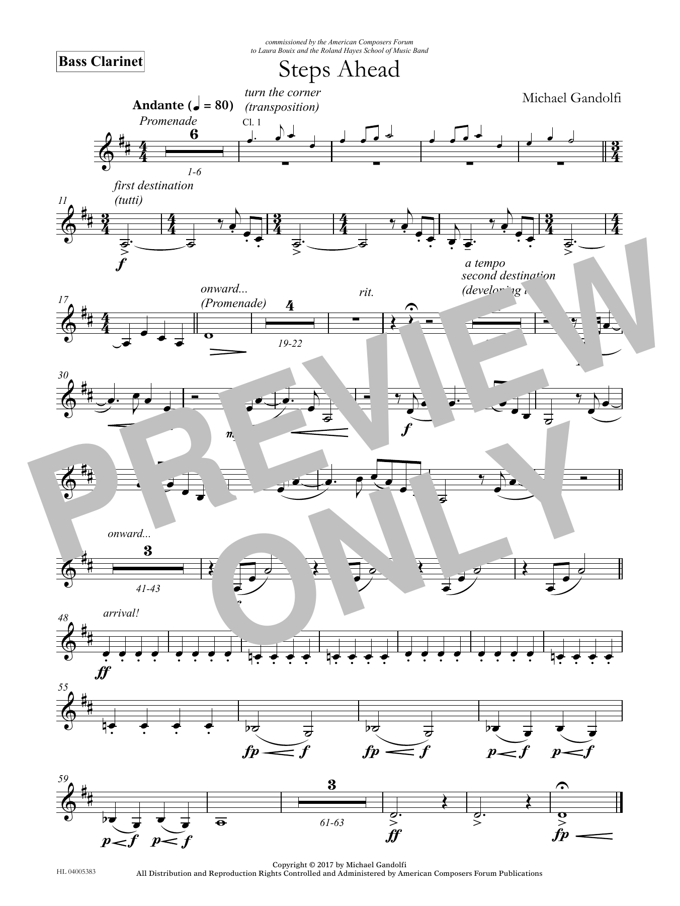 Michael Gandolfi Steps Ahead - Bb Bass Clarinet sheet music notes and chords arranged for Concert Band