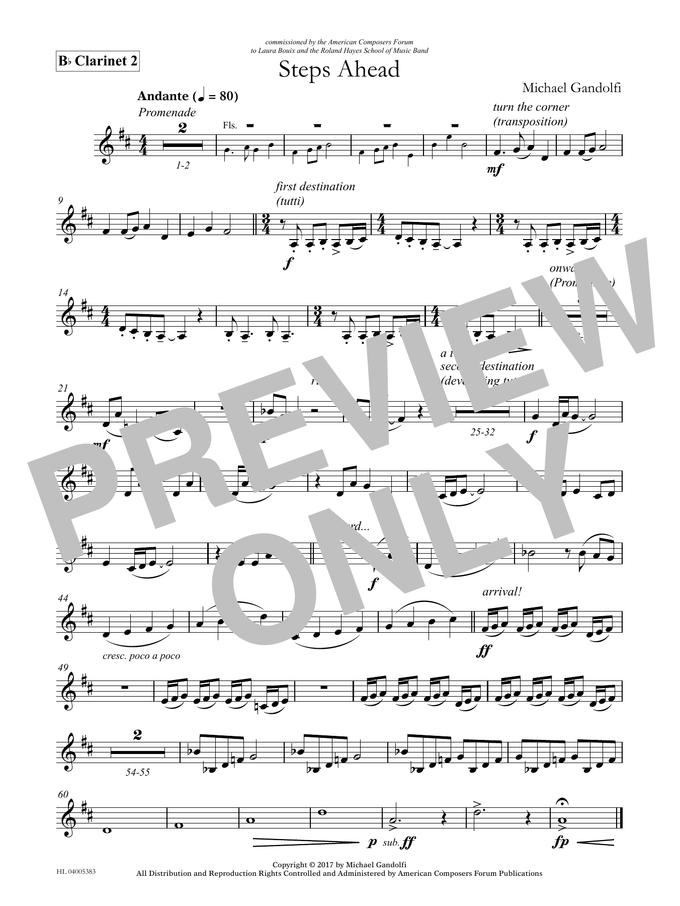Michael Gandolfi Steps Ahead - Bb Clarinet 2 sheet music notes and chords arranged for Concert Band