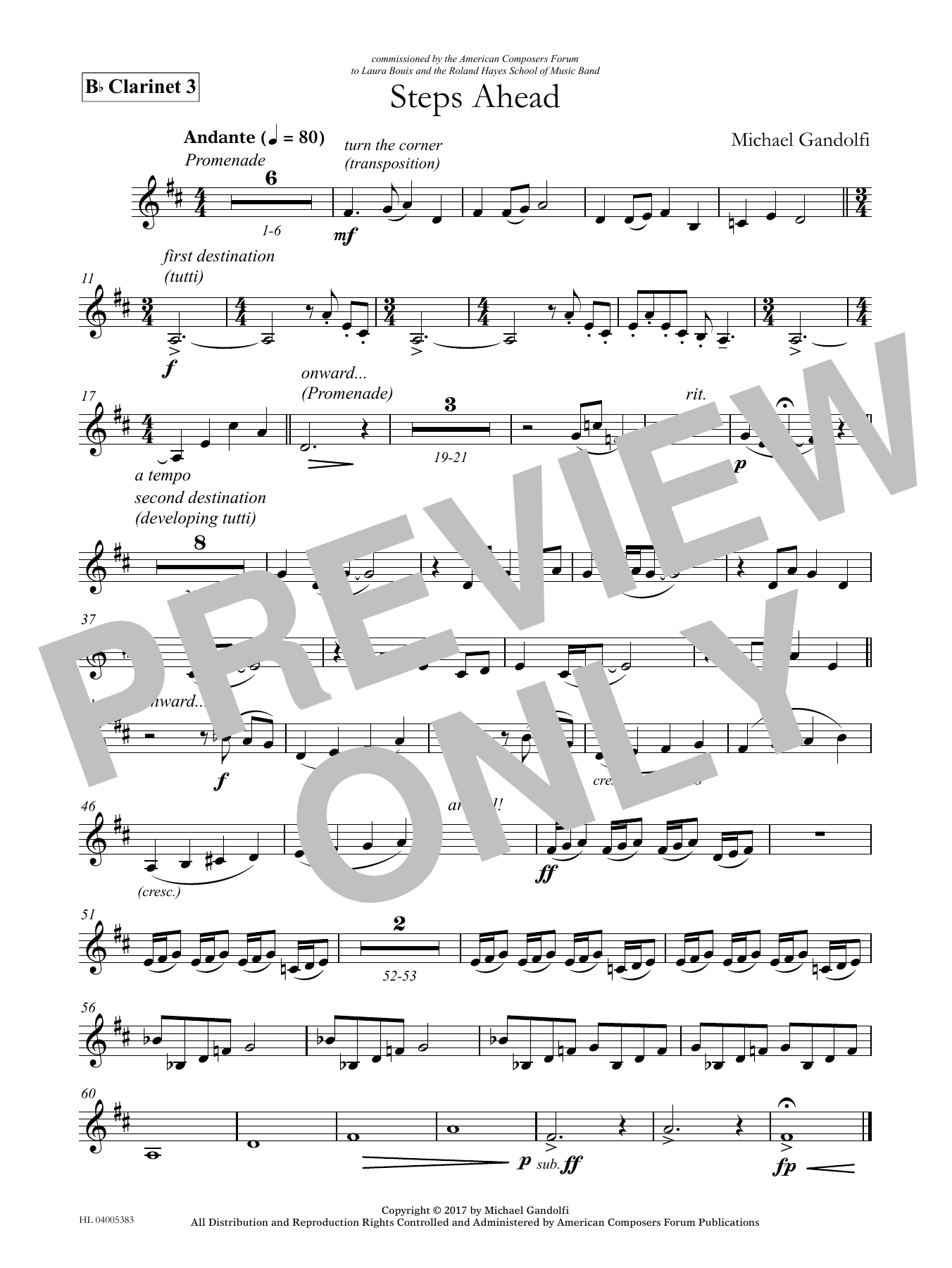 Michael Gandolfi Steps Ahead - Bb Clarinet 3 sheet music notes and chords arranged for Concert Band