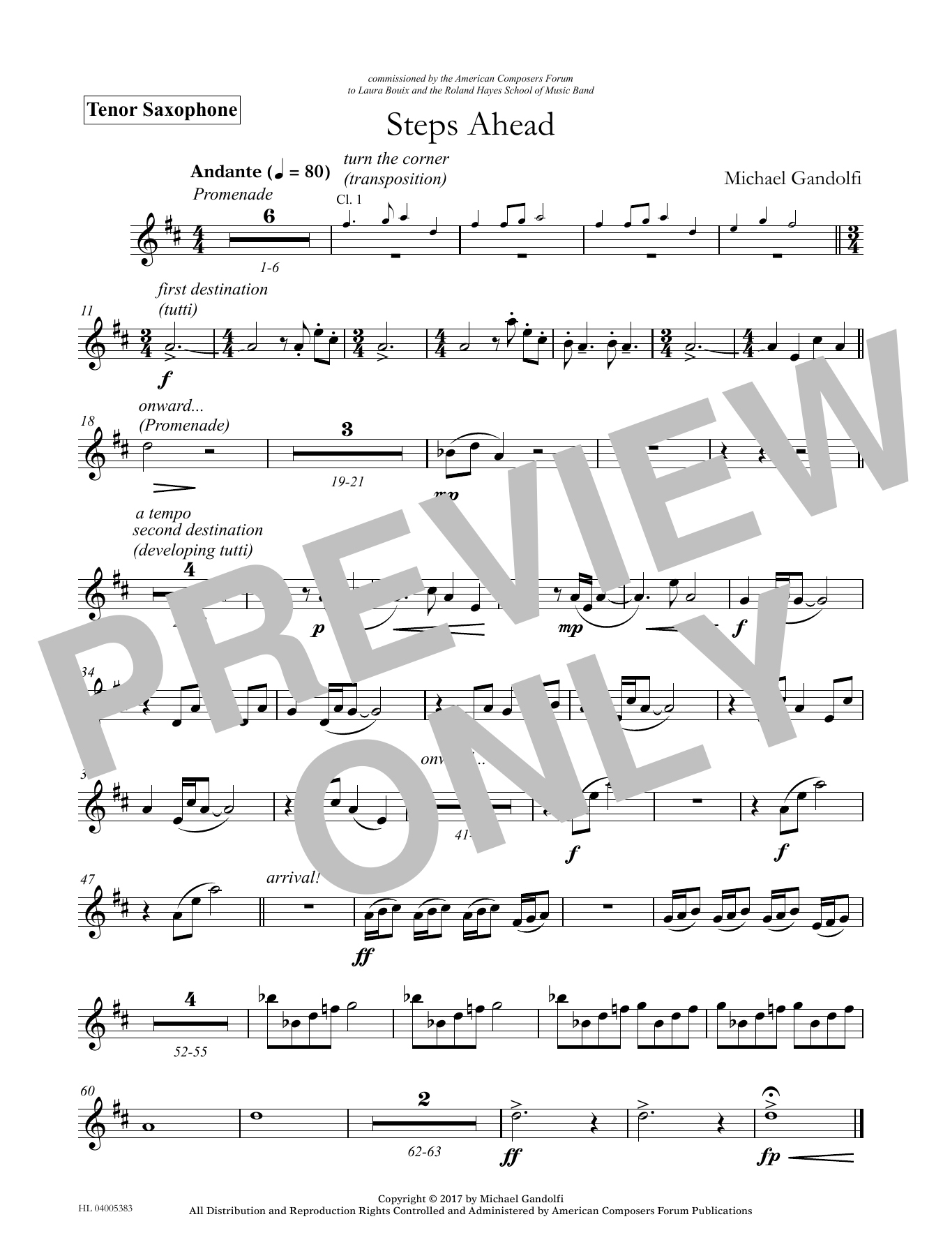 Michael Gandolfi Steps Ahead - Bb Tenor Saxophone sheet music notes and chords arranged for Concert Band