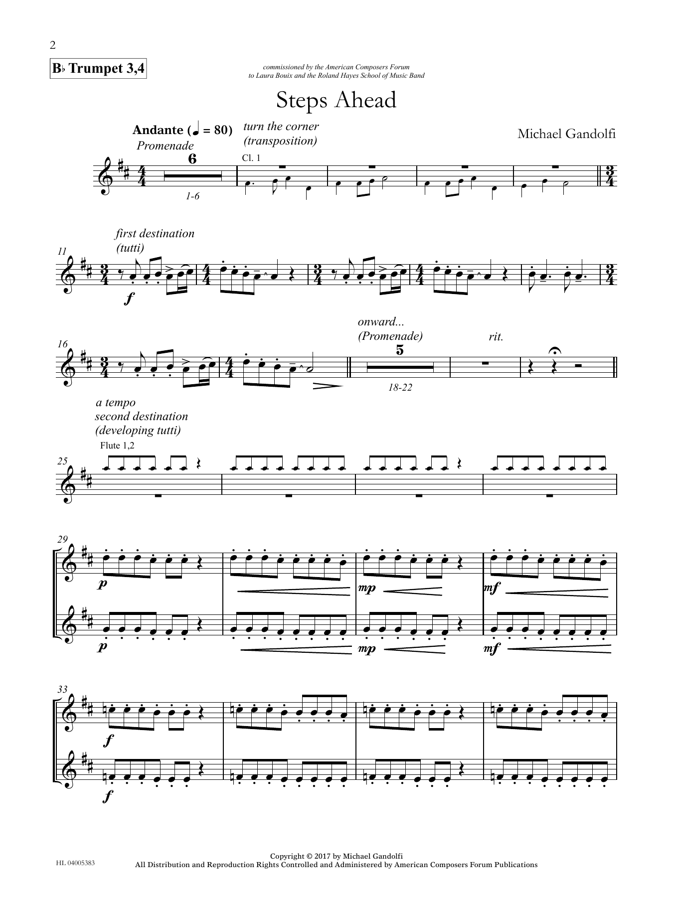 Michael Gandolfi Steps Ahead - Bb Trumpet 3,4 sheet music notes and chords arranged for Concert Band