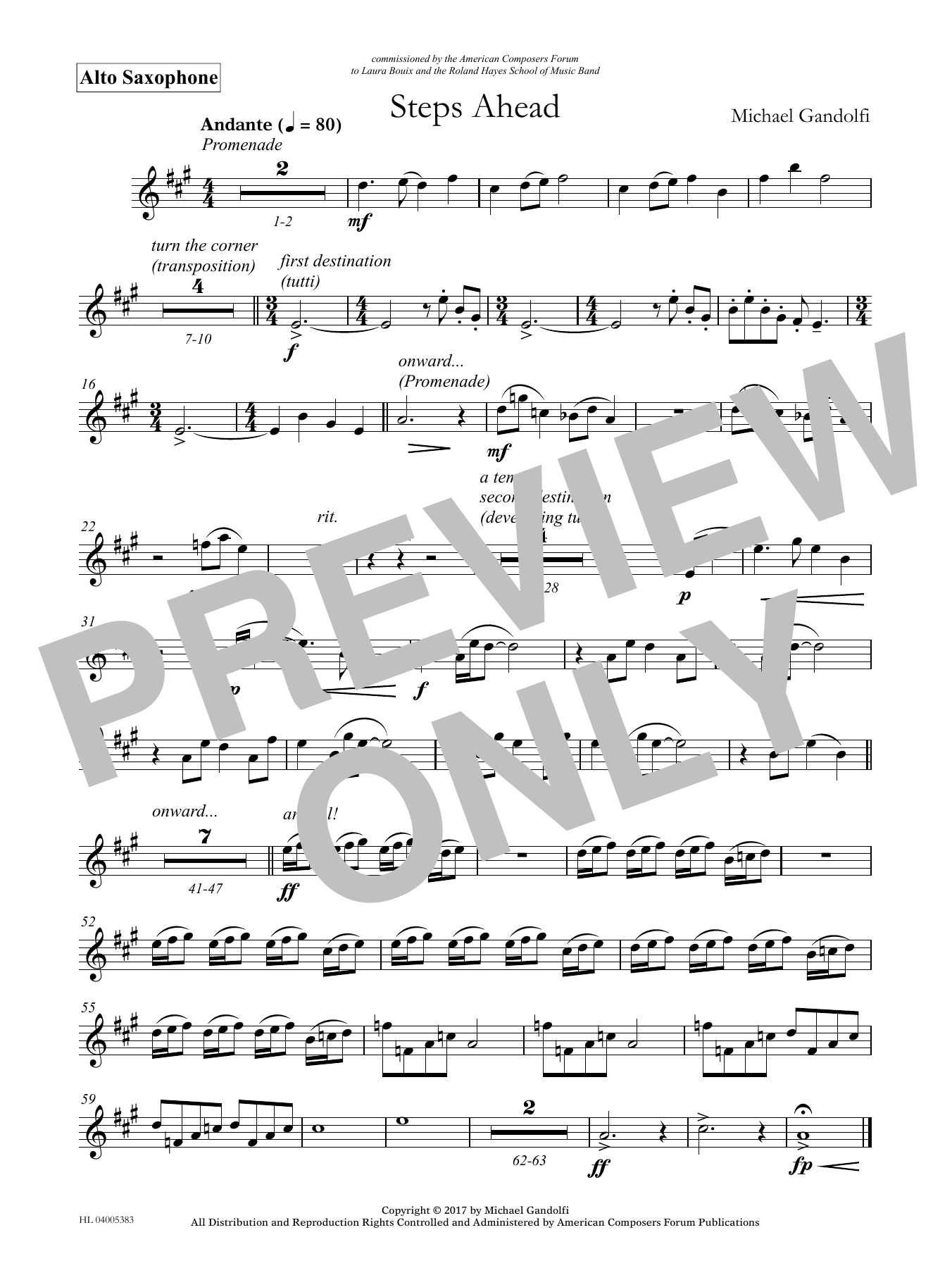 Michael Gandolfi Steps Ahead - Eb Alto Saxophone sheet music notes and chords arranged for Concert Band