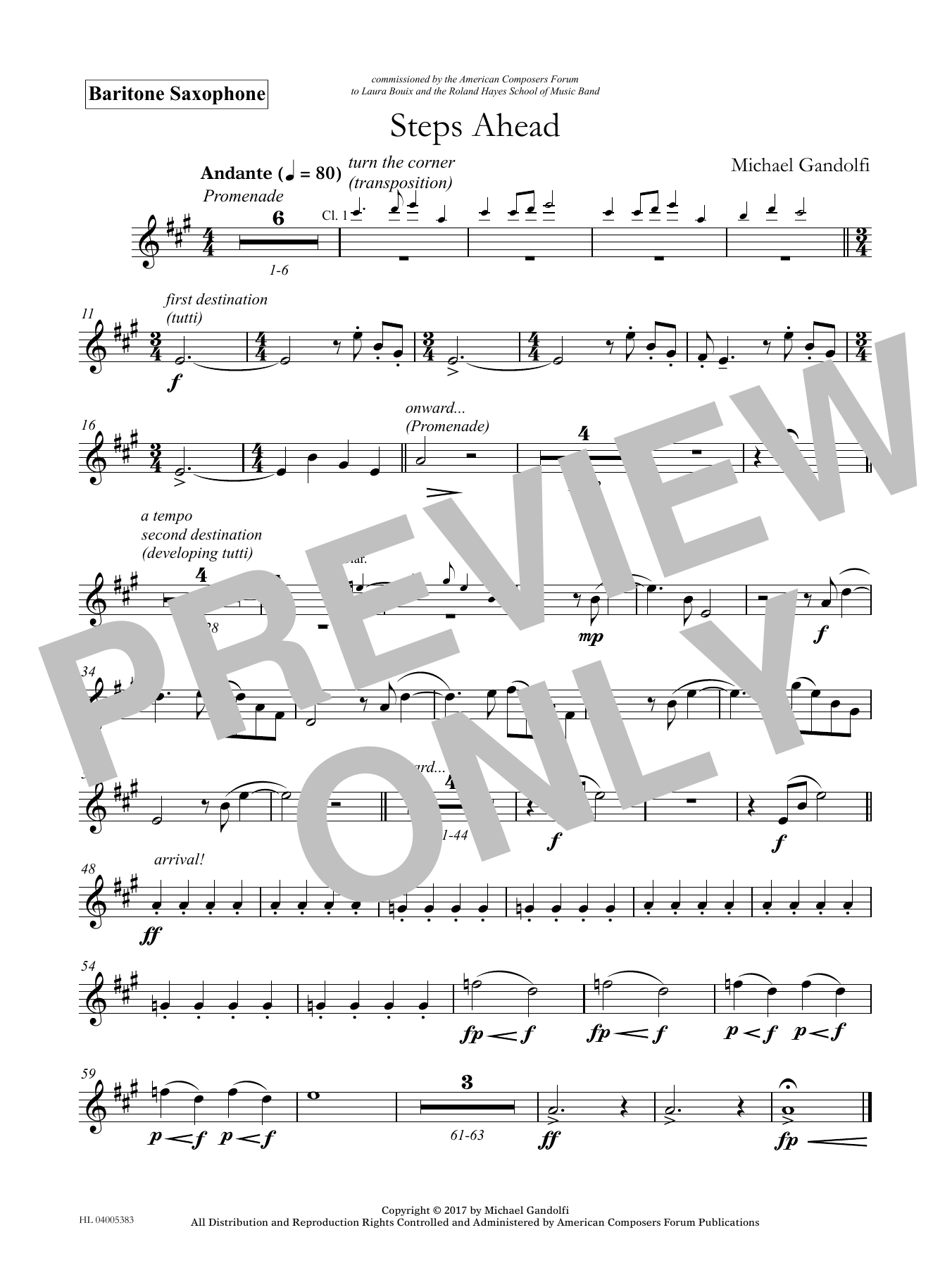Michael Gandolfi Steps Ahead - Eb Baritone Saxophone sheet music notes and chords arranged for Concert Band