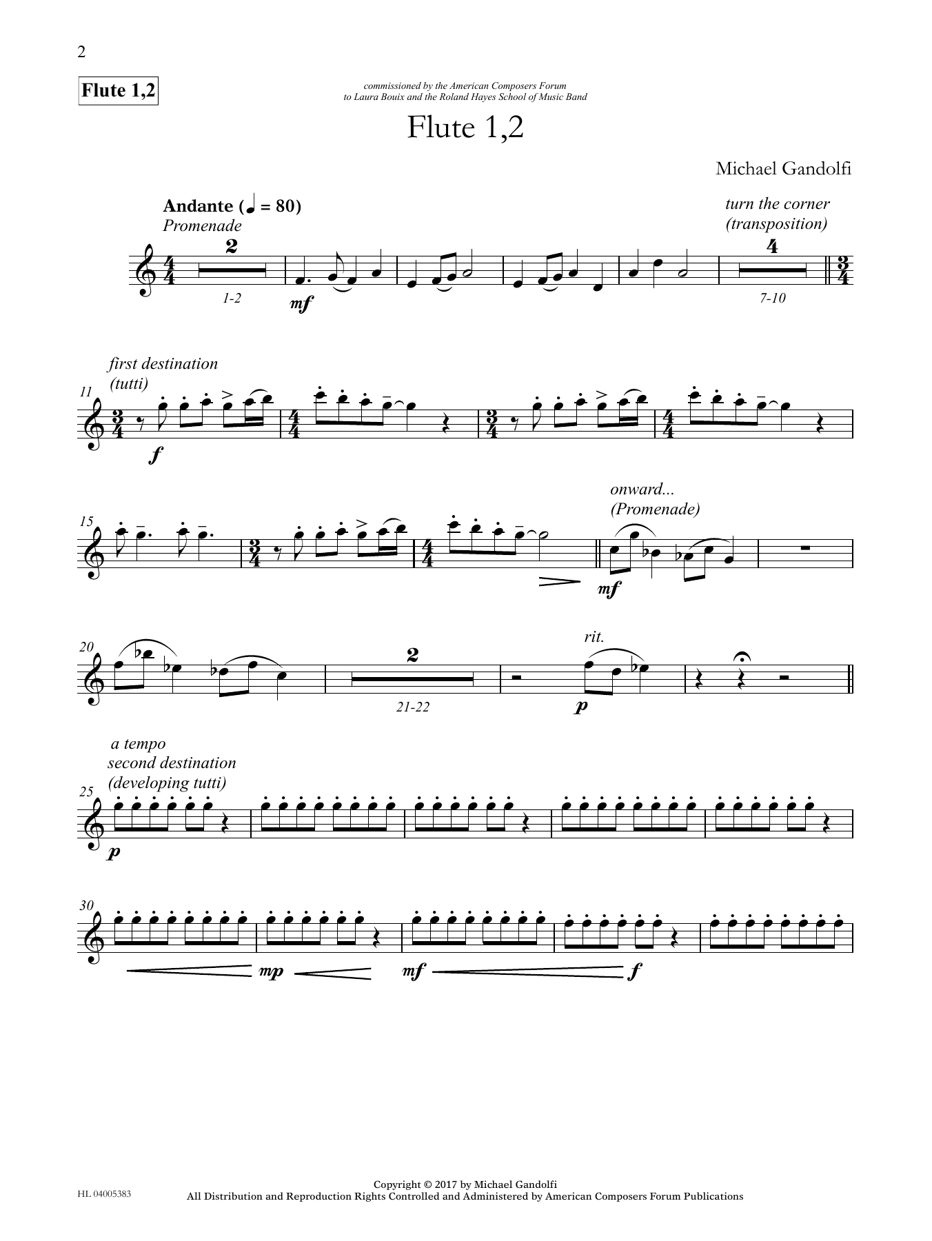 Michael Gandolfi Steps Ahead - Flute 1 & 2 sheet music notes and chords arranged for Concert Band