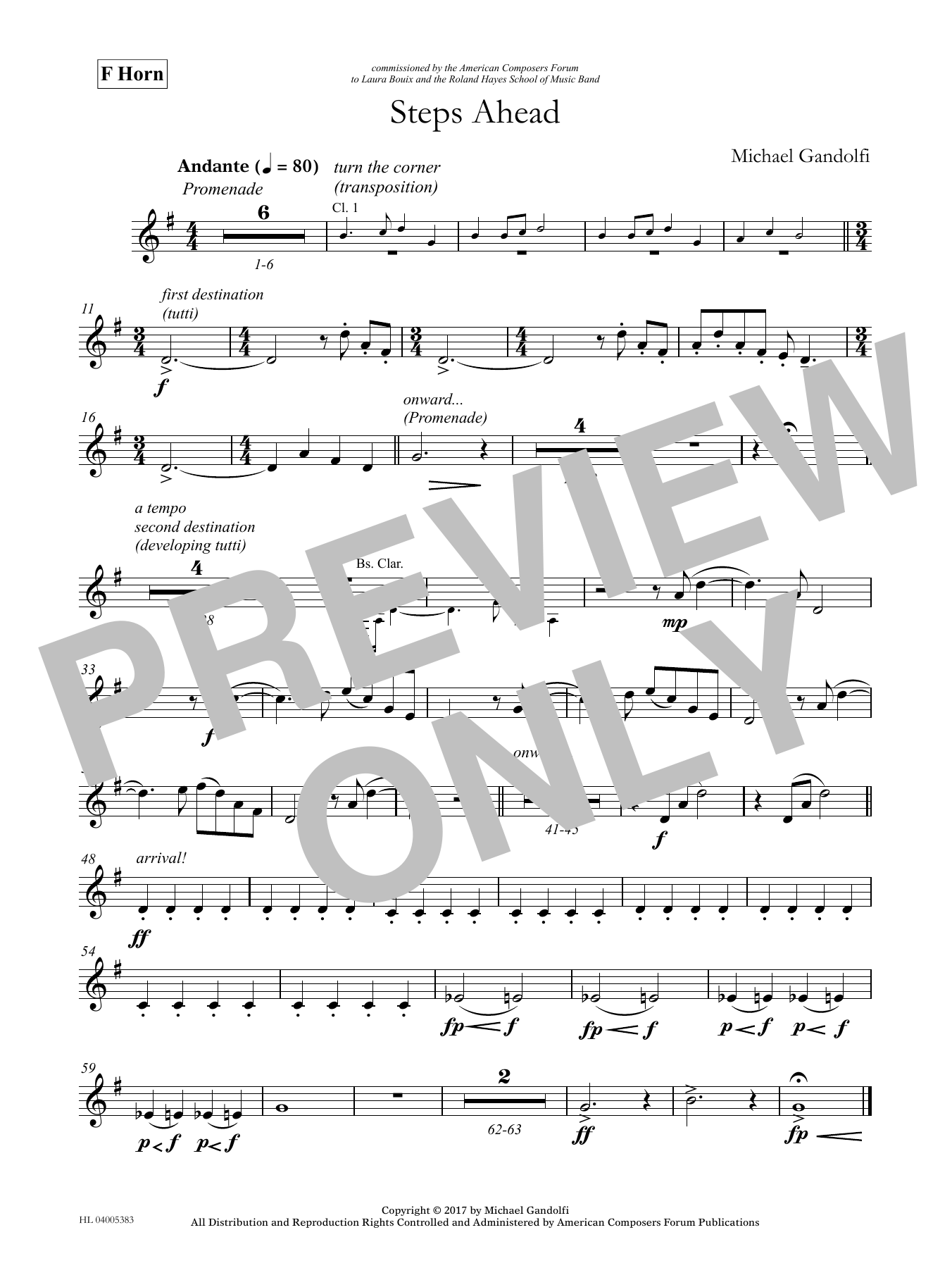 Michael Gandolfi Steps Ahead - Horn sheet music notes and chords arranged for Concert Band