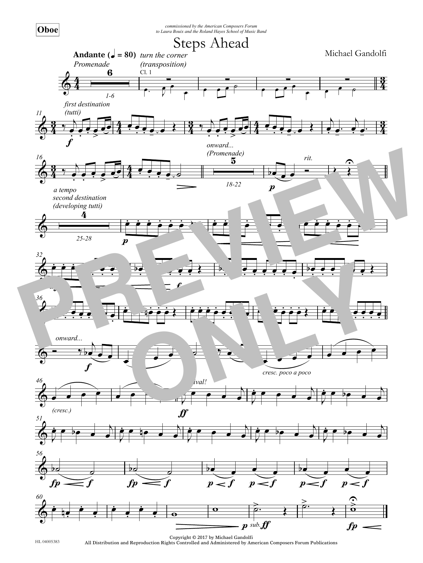 Michael Gandolfi Steps Ahead - Oboe sheet music notes and chords arranged for Concert Band
