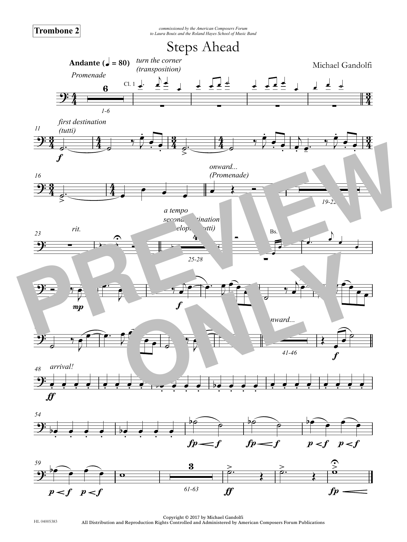 Michael Gandolfi Steps Ahead - Trombone 2 sheet music notes and chords arranged for Concert Band