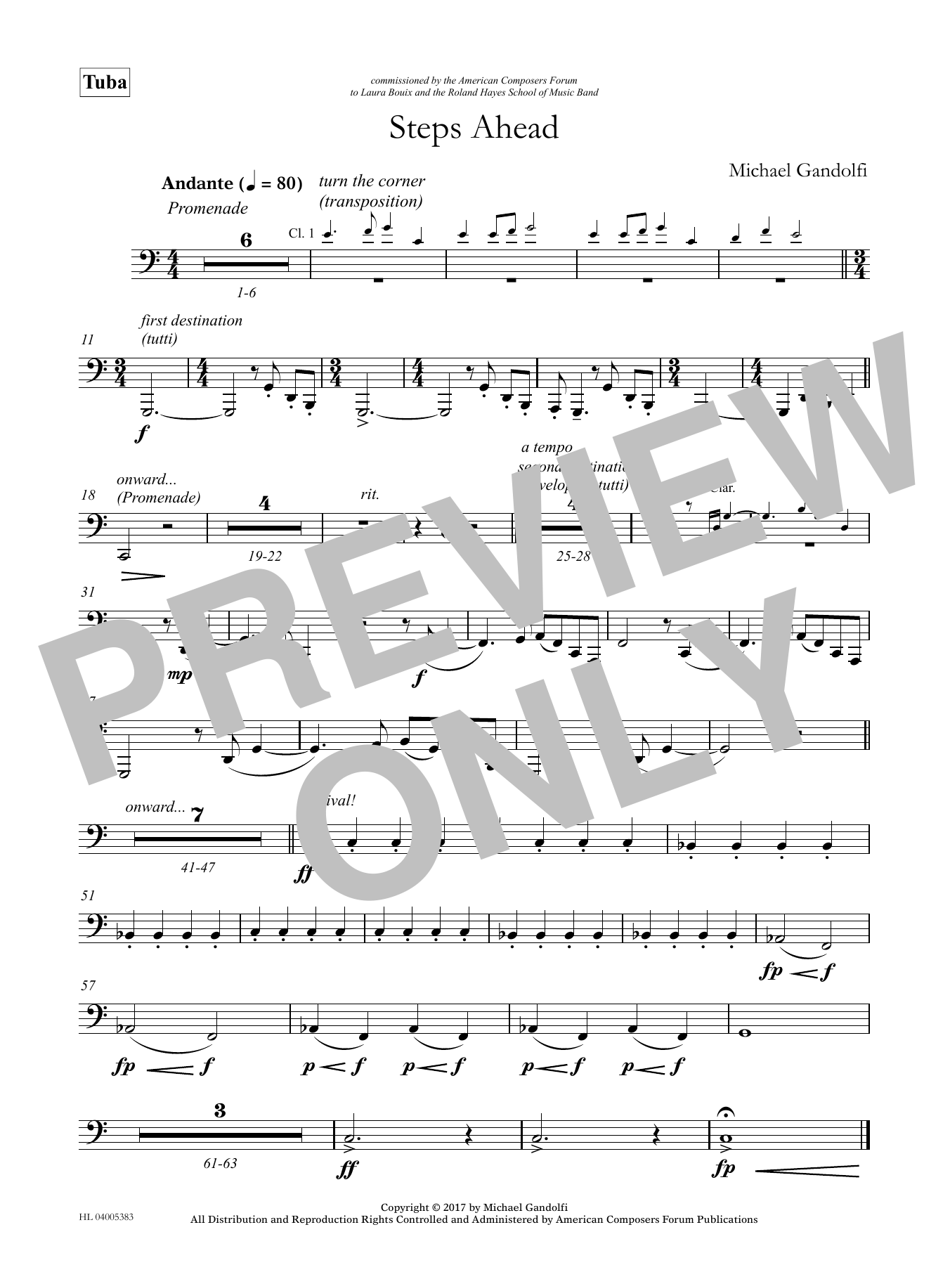 Michael Gandolfi Steps Ahead - Tuba sheet music notes and chords arranged for Concert Band