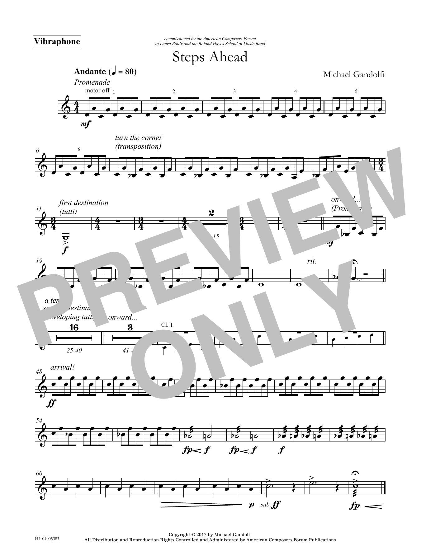 Michael Gandolfi Steps Ahead - Vibraphone sheet music notes and chords arranged for Concert Band