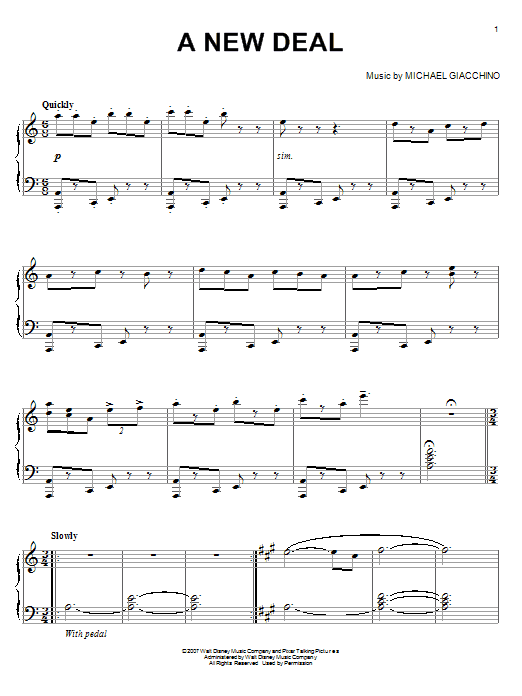 Michael Giacchino A New Deal sheet music notes and chords arranged for Piano Solo