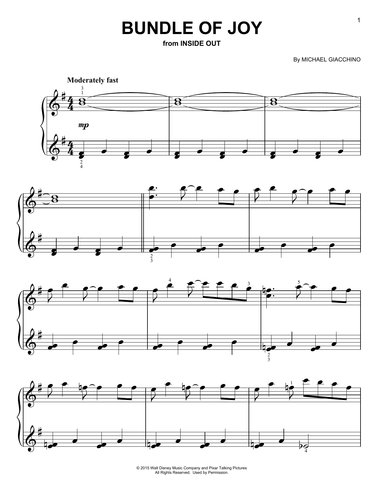 Michael Giacchino Bundle Of Joy sheet music notes and chords arranged for Easy Piano