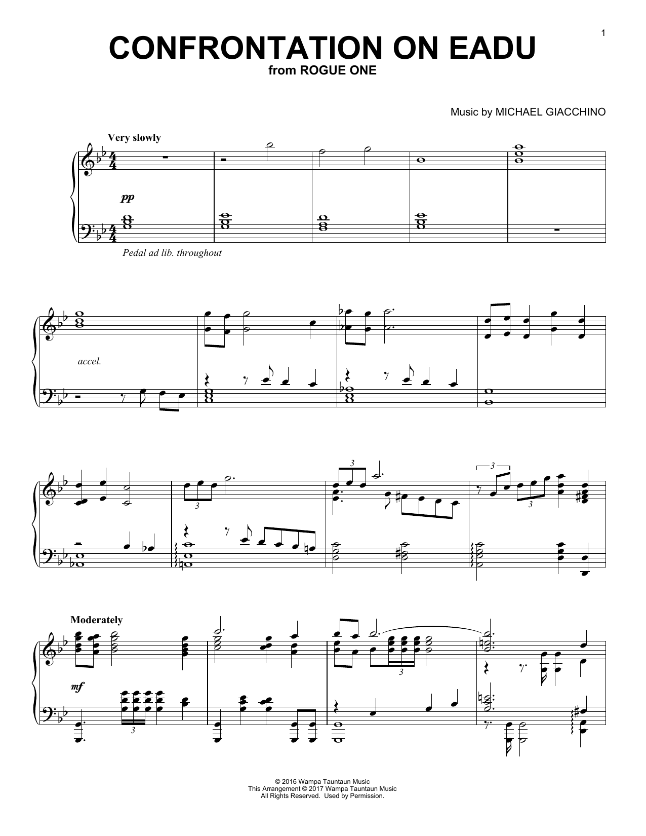 Michael Giacchino Confrontation On Eadu sheet music notes and chords arranged for Easy Piano