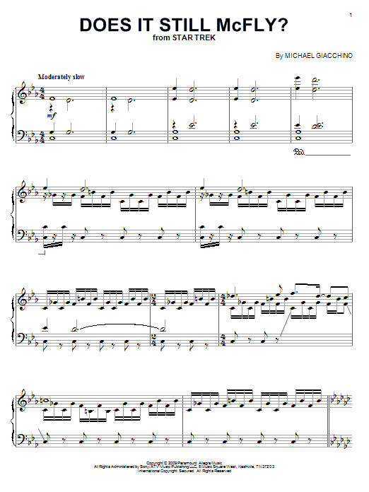 Michael Giacchino Does It Still McFly? sheet music notes and chords arranged for Piano Solo