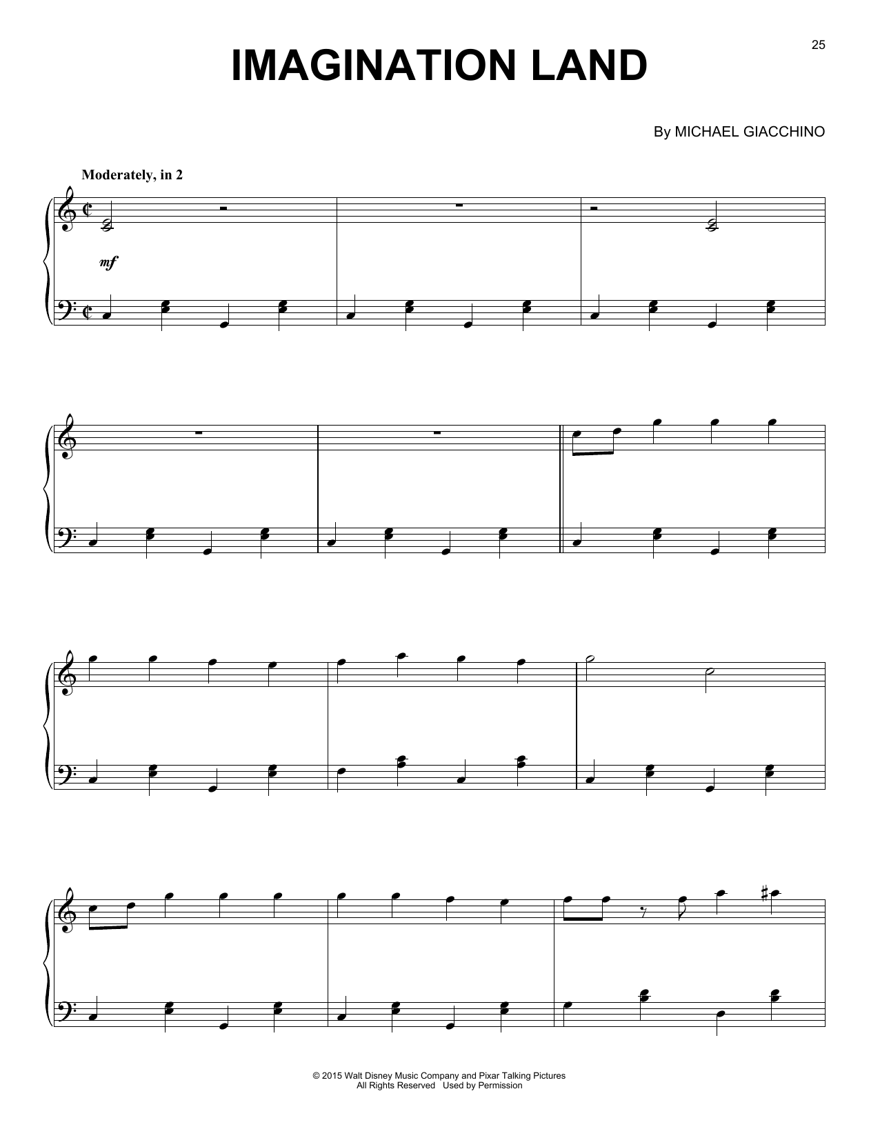 Michael Giacchino Imagination Land sheet music notes and chords arranged for Piano Solo