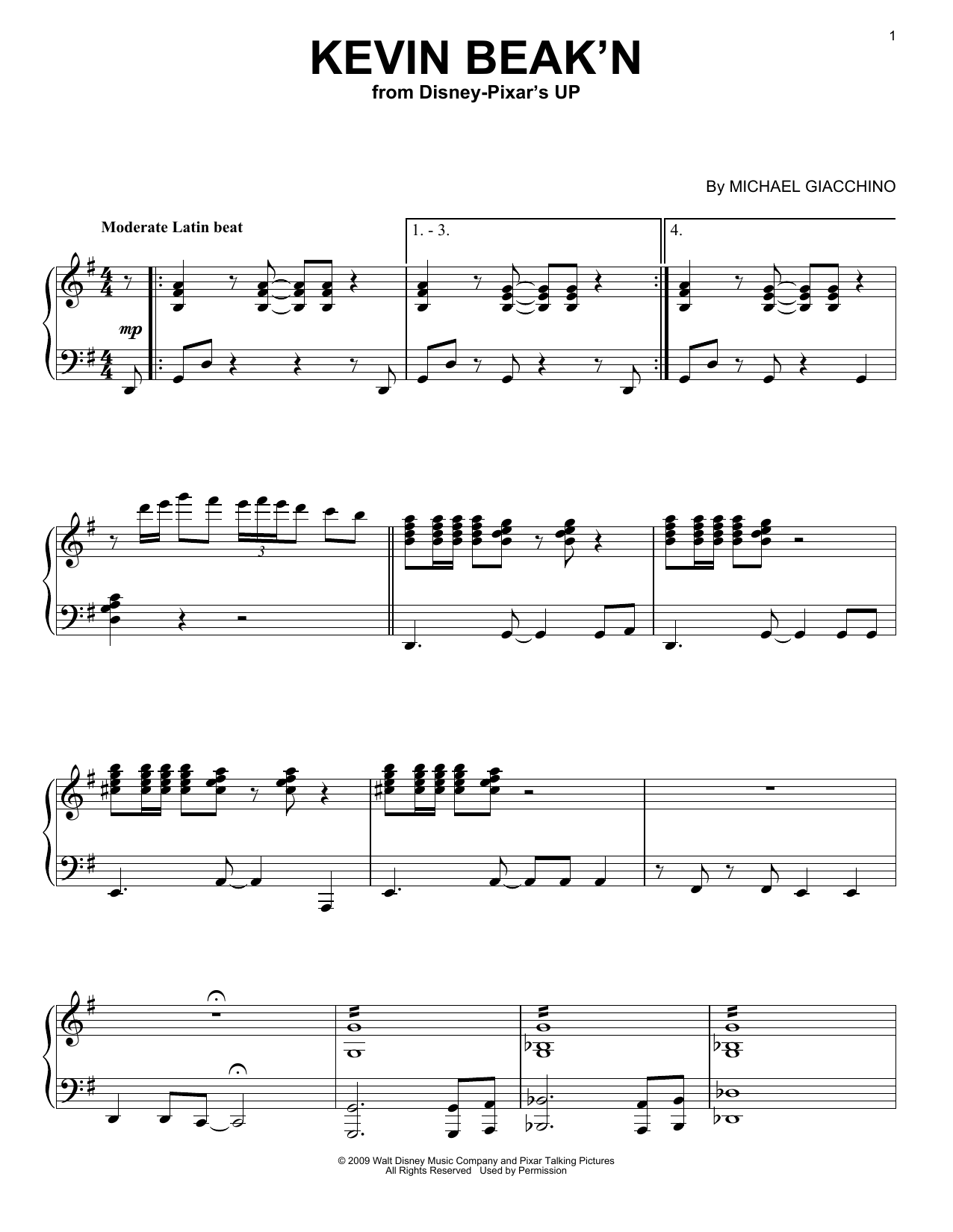 Michael Giacchino Kevin Beak'n sheet music notes and chords arranged for Easy Piano