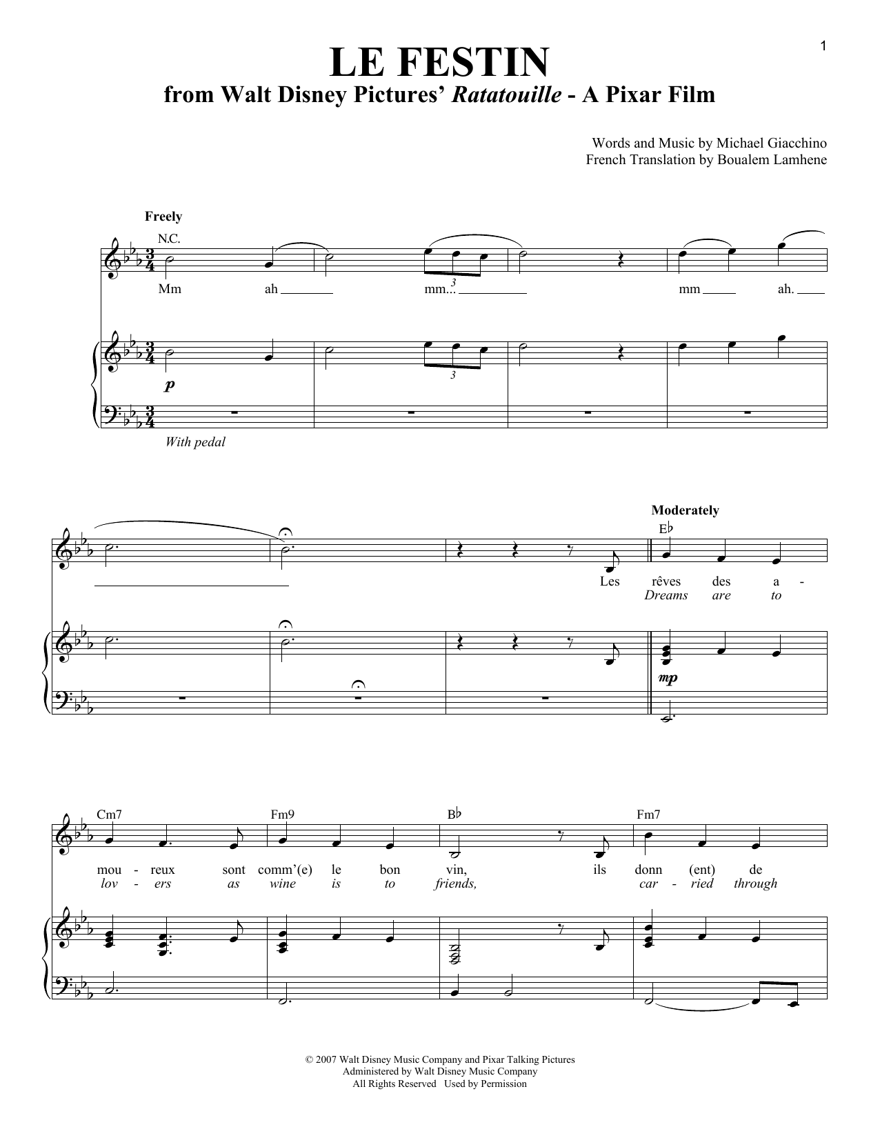 Michael Giacchino Le Festin (from Ratatouille) sheet music notes and chords arranged for Lead Sheet / Fake Book