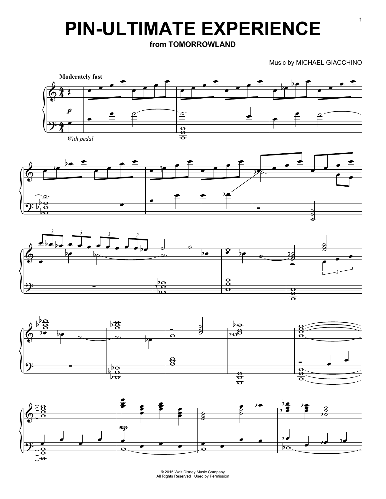 Michael Giacchino Pin-Ultimate Experience sheet music notes and chords arranged for Piano Solo