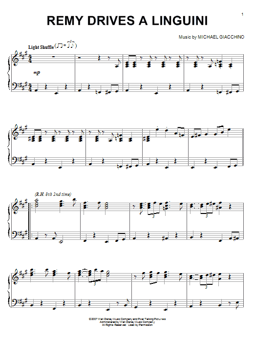 Michael Giacchino Remy Drives A Linguini sheet music notes and chords arranged for Piano Solo