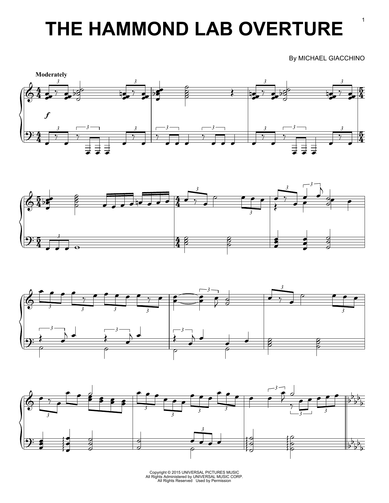 Michael Giacchino The Hammond Lab Overture sheet music notes and chords arranged for Piano Solo