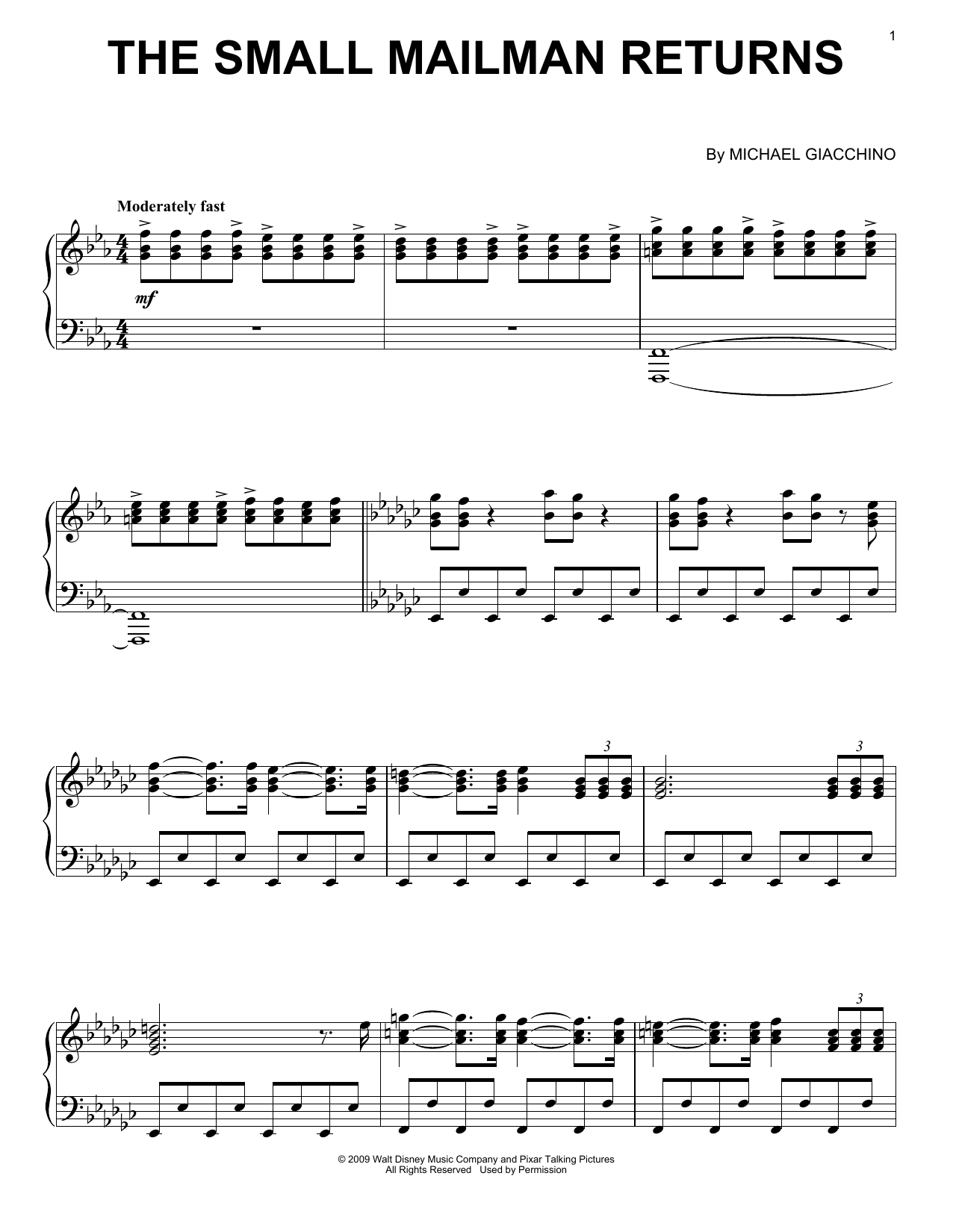 Michael Giacchino The Small Mailman Returns sheet music notes and chords arranged for Easy Piano