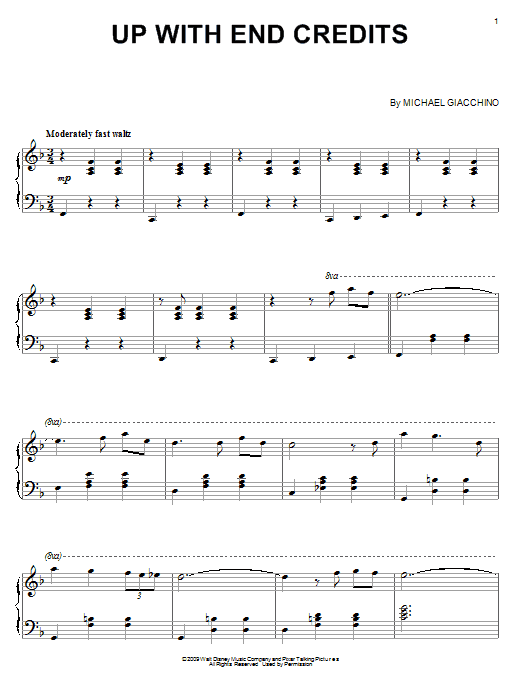 Michael Giacchino Up With End Credits sheet music notes and chords arranged for Easy Piano