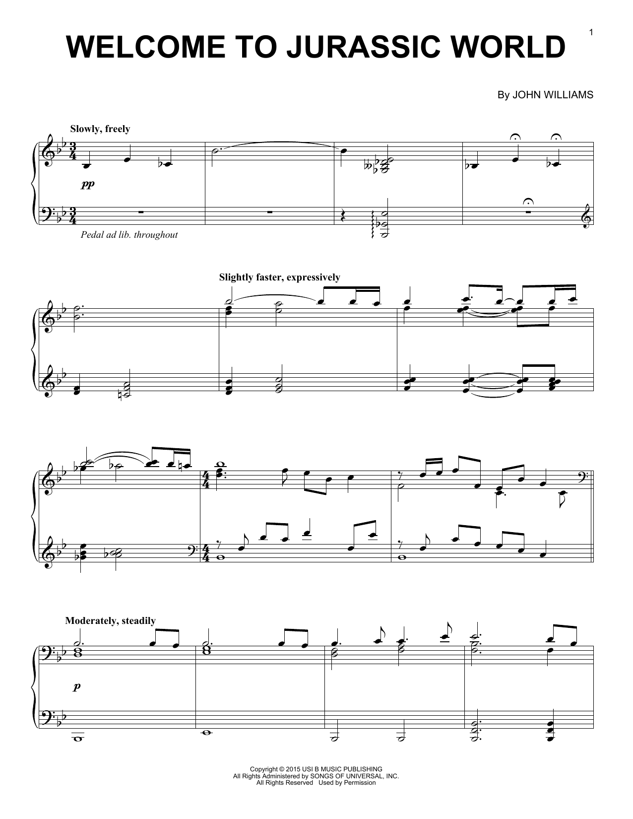 Michael Giacchino Welcome To Jurassic World sheet music notes and chords arranged for Piano Solo