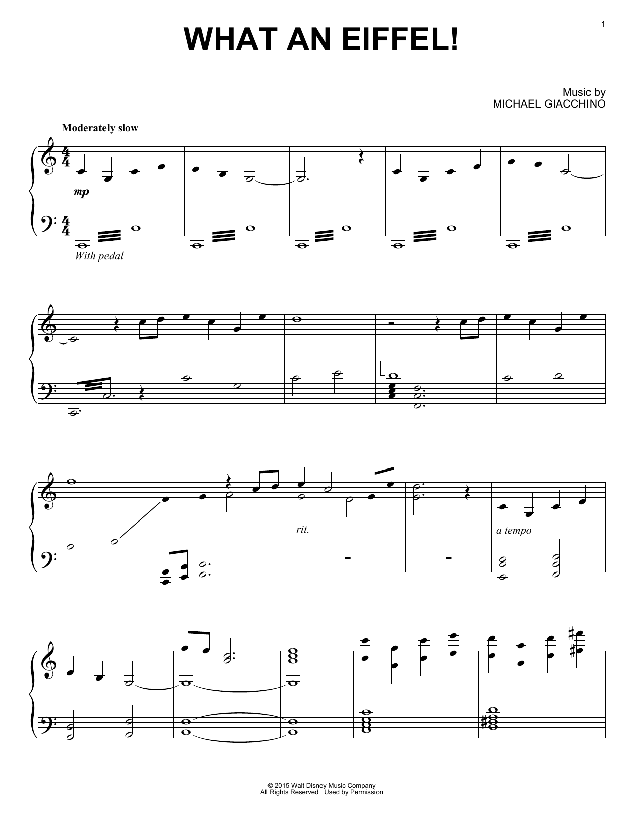 Michael Giacchino What An Eiffel! sheet music notes and chords arranged for Piano Solo