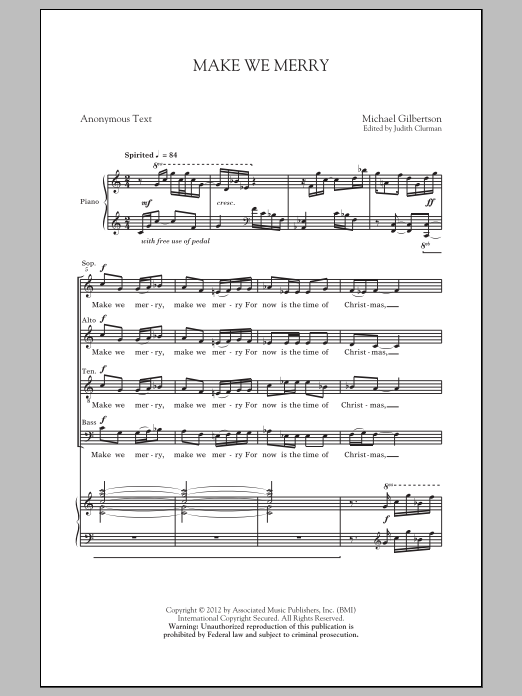 Michael Gilbertson Make We Merry sheet music notes and chords arranged for SATB Choir