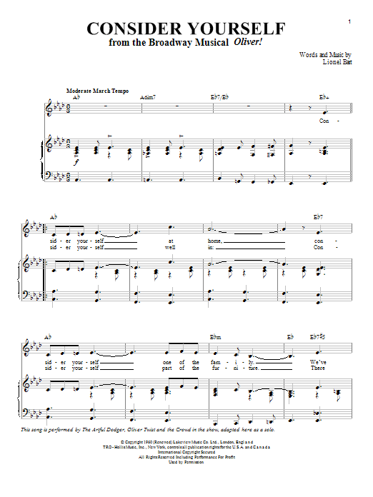 Michael Goodman Consider Yourself sheet music notes and chords arranged for Piano & Vocal